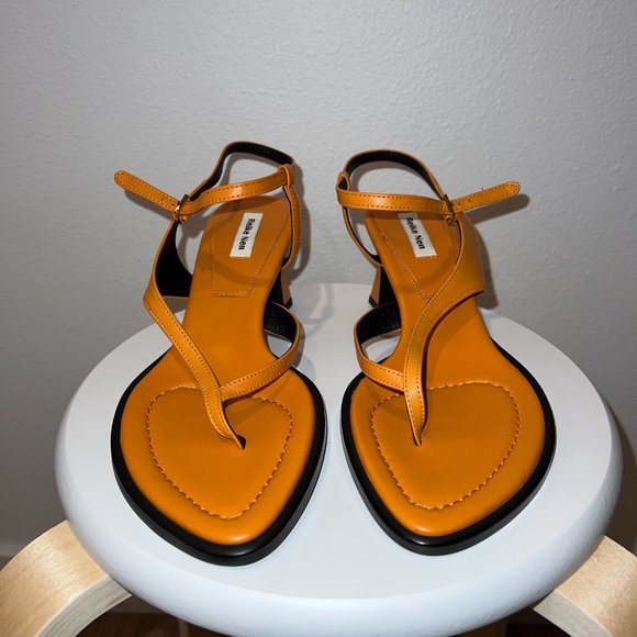 Size US 7 / EU 38 - REIKE NEN Orange Leaf Heeled Sandals - Picture 2 of 7